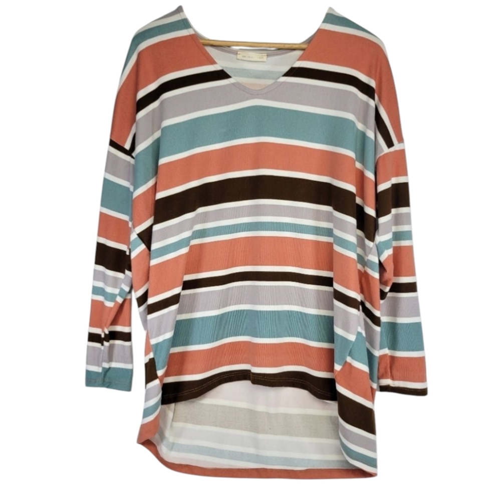 Reb In J 220 Womens Sweater Size XL Striped Soft Lightweight Pullover Multicolor